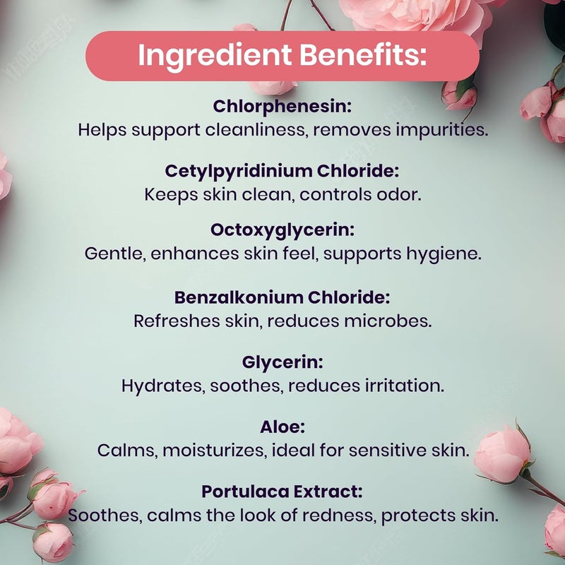 Sweetums Rose Scented Daily Feminine Wipes for Women – pH Balanced Unflavored Intimate Wipes – Water-Based, Aloe-Infused, Gentle on Sensitive Skin – Vegan, No Alcohol or Dyes, Travel-Friendly - 30ct - Image 5